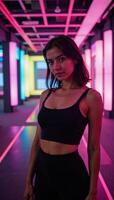 Retrofuturistic synthwave backdrop with a grid pattern photo