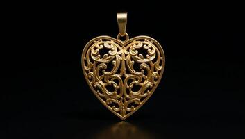 A lone golden heart set against an empty backdrop photo