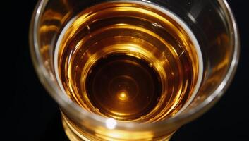 Topdown perspective of whiskey in a glass photo