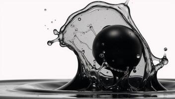 Isolated black water splash against a transparent background photo