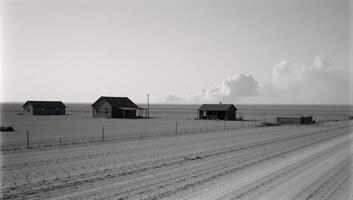 Barren landscape during the Dust Bowl era depicting drought and its devastating effects on farmland photo