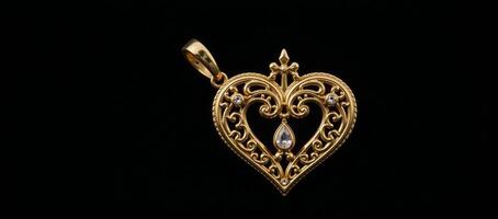 A lone golden heart set against an empty backdrop photo