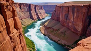 Enchanting watercolor image showcasing a serene deep canyon landscape photo