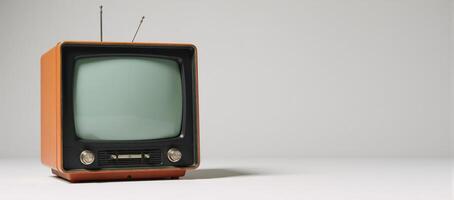 Retro illustration Old Vintage TV on White Background Retro Isolated photo
