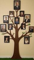 Family tree featuring multiple relative portraits showcasing generational genealogy and memorializing family memories photo