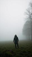 Foggy Morning Mysterious Robin Hood Planning Move on Misty Meadow photo