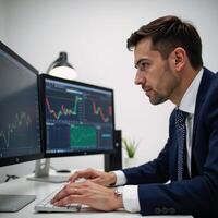 An equities trader demonstrates professional composure amidst financial turmoil photo