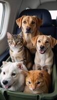 Pets traveling by airplane cats dogs hamsters parrots and rabbits photo