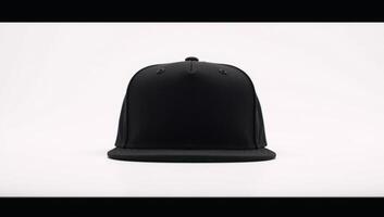 Black Snapback Hat on White Background Isolated photo