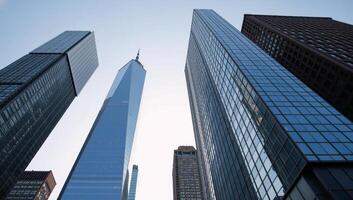 Metropolitan cityscape dominated by towering skyscrapers photo