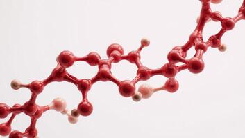 Red molecular connections displayed against a pristine white backdrop photo