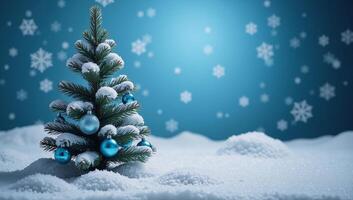 Glittery blue Christmas scene with snowfall background photo