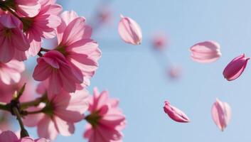Springtime blooms depicted as petals floating gracefully through the air photo