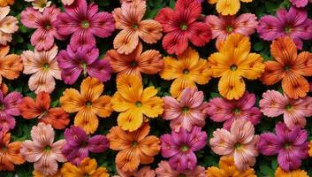 A vibrant pattern featuring various colorful blooms photo