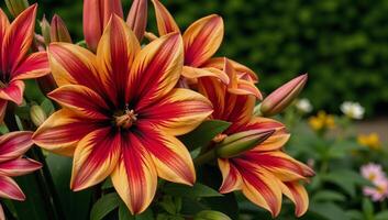 A captivating botanical display of vibrant flowering plants in a stunning garden arrangement photo