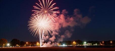 Outdoor display showcasing rapid dazzling firework bursts photo