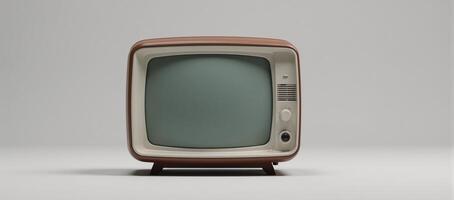 Isolated 3D retro TV with a white screen front view photo