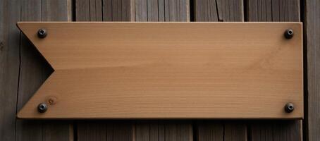 A vintage cartoony wooden signboard features a cracked and nailed text box on a weathered rustic timber plank photo