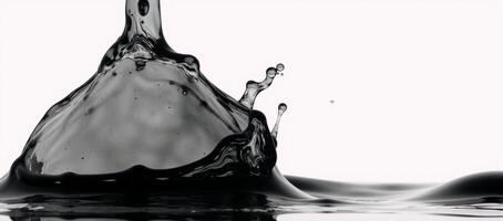 Isolated black water splash against a transparent background photo