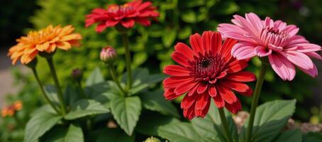 A captivating botanical display of vibrant flowering plants in a stunning garden arrangement photo