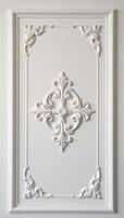 Stuccomolded Rococo design on a pristine white background photo