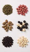 Isolated topview image showcases a set of A Peppercorns Mix against a plain backdrop photo