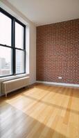 Loftstyle room with contemporary brick walls and wood floors photo