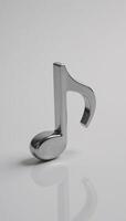 Music note symbol rendered as silverchrome float against a pure white backdrop photo
