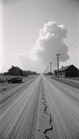 Barren landscape during the Dust Bowl era depicting drought and its devastating effects on farmland photo