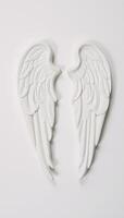 Angel wings on white backdrop vibrant and isolated photo