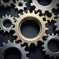 Digital artwork illustrating a gear symbolizing business acquisition growth photo