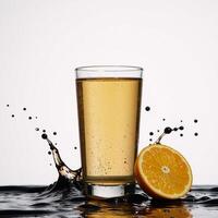 Black refreshment on a white background with splatters photo