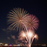 Outdoor display showcasing rapid dazzling firework bursts photo