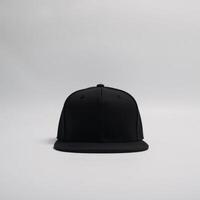 Black Snapback Hat on White Background Isolated photo