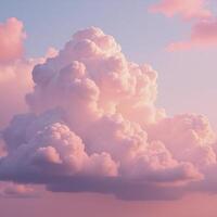 A soft pastel image featuring pink clouds above a serene landscape photo