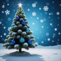 Glittery blue Christmas scene with snowfall background photo