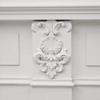 Stuccomolded Rococo design on a pristine white background photo