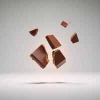 Chocolate Bar Floats Isolated in Air Background Dessert Snack photo