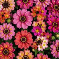 A vibrant pattern featuring various colorful blooms photo