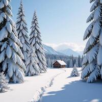 Minimalist winter wonderland background with doodled border design and empty center for subject insertion photo