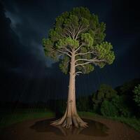 Stormtossed forest on a stormy night photo