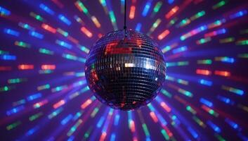 Discothemed light display featuring rotating mirror balls and colorful lighting effects photo