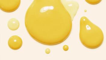 Isolated set of yellow cheesemustard droplets against a white backdrop clipped fully focused with focusstacked image detail photo