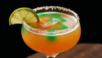 A fiery spicedup margarita on ice with a salted rim Super Realistic photo