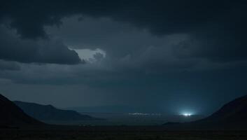 Stormy Halloweenthemed nightscape with looming cloud cover photo