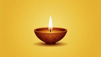 Illustrated DiwaliDeepavali template showcases a glowing diya against a vibrant yellow backdrop symbolizing the festival of lights celebration photo