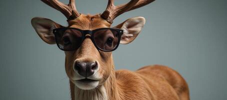 A hipster reindeer donning sunglasses for a brutal holiday twist photo