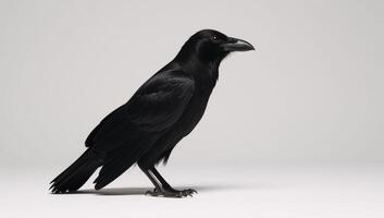 Modern illustration Black Raven against White Background photo