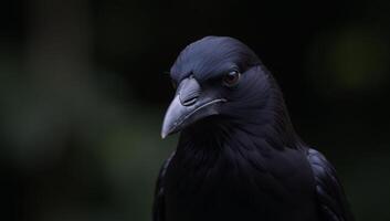 Digital illustration featuring an intricately detailed crow sitting on a branch against a monochromatic background photo