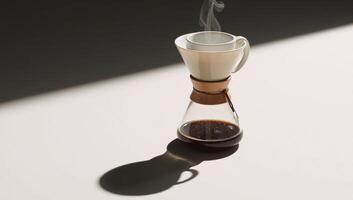 Stylized 3D illustration featuring a Chemex coffee brewer with intricate details photo